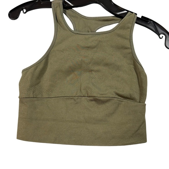 Free People Movement Good Karma Sports Bra Olive Green High Neck Racerback XS S - Picture 3 of 9